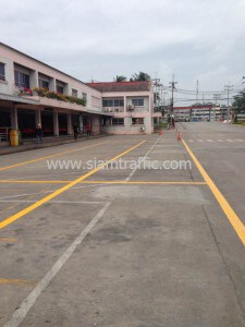 Road marking at factory in Pathum Thani Province