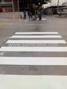 Line markings on roads at factory Pathum Thani
