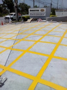 Thermoplastic road marking at Bridgestone Bandag