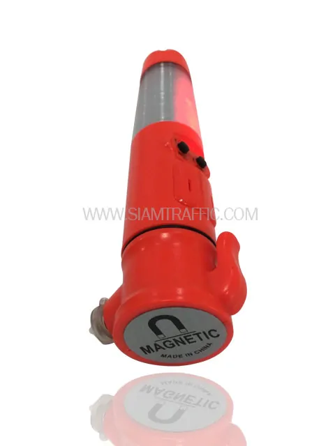 Traffic safety baton light with magnetic base