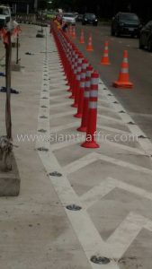 Paint road marking and traffic sign and guardrail near Central Festival East Ville