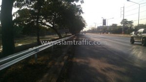 W beam highway guard rails Wat Na Bun to Klong 14 Nakhonnayok Highway