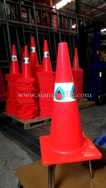 Orange warning traffic cone PTT Petroleum Authority of Thailand