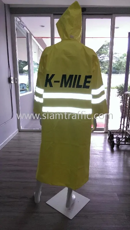 เสื้อคลุมสะท้อนแสงสกรีนข้อความ K-MILE เสื้อกันฝนสีเขียว 11 ตัว