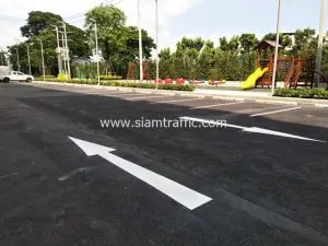 Pavement markings at Plum Condo Chaengwattana Station Phase 3