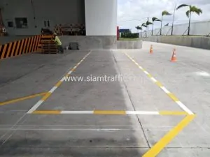 Reflective road marking at Eastern Seaboard Industrial Estate Rayong Province