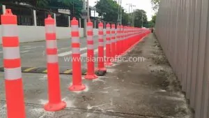 Reflective traffic posts installation at Lycée Français International de Bangkok