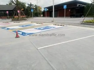 Thermoplastic road marking at PTT Gas Station Rayong Province
