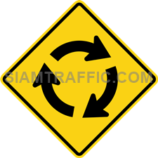 2-21 Warning Sign “Roundabout” – Roundabout coming up ahead, drivers should slow down the vehicle and drive carefully.