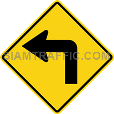 2-3 Warning Signs “Left Turn” – The way ahead is a sharp left turn. Drivers should slow down the vehicle, and drive on the left of the road with caution.