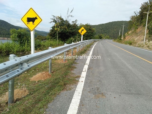 Guardrail at Thailand Route 106 and Route 1264 Lampang Province