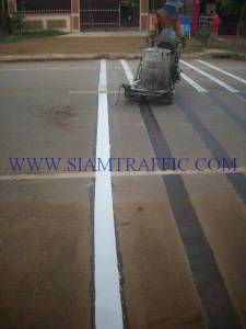 Thermoplastic road marking service at Cambodia from Poipet to Siemriep