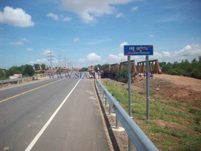 Traffic sign and guard rail at Cambodia