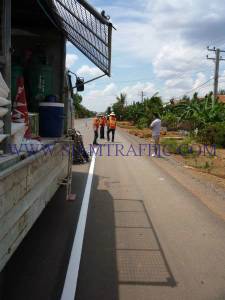 Thermoplastic road marking service at Cambodia from Poipet to Siemriep