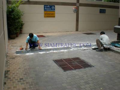Installation of rubber speed bump