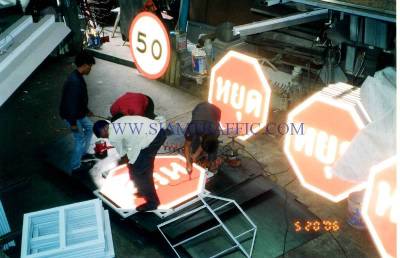 Installation of traffic sign on frame