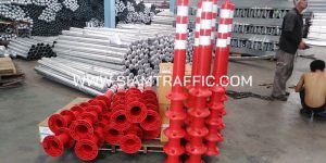 Highway Railing and Traffic Pole at Nakhon Ratchasima Province