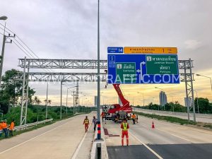 Overhead Sign at Motorway Route 7 Linking Pattaya to Map Ta Phut