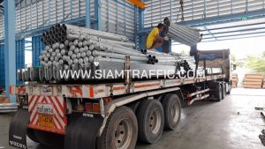 Galvanized Steel Guard Rails at Santisuk Highway Station Amphoe Pua, Nan Province Galvanized Steel Guard Rails at Santisuk Highway Station Amphoe Pua, Nan Province